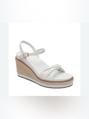 Paolo White Braided Espadrille Wedge Sandals